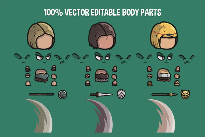 Amazon Warrior Chibi Character Sprites