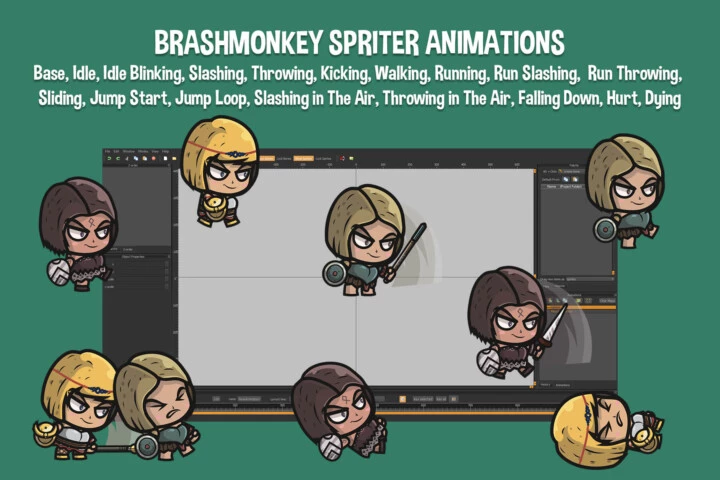 Amazon Warrior Chibi Character Sprites
