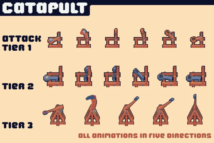 Catapult Towers Pixel Art for Tower Defense
