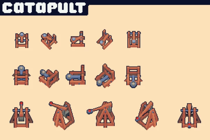 Catapult Towers Pixel Art for Tower Defense