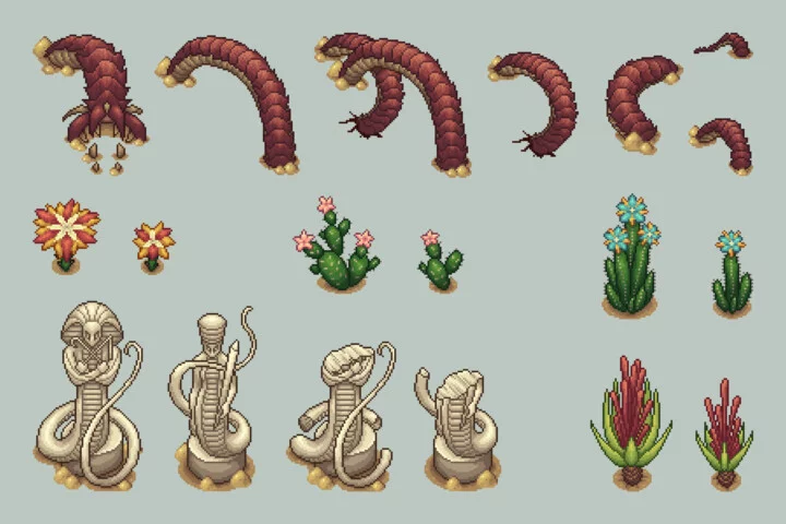 Desert Objects Top Down Pixel Art