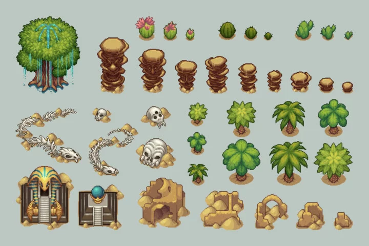 Desert Tileset Top Down Pixel Art