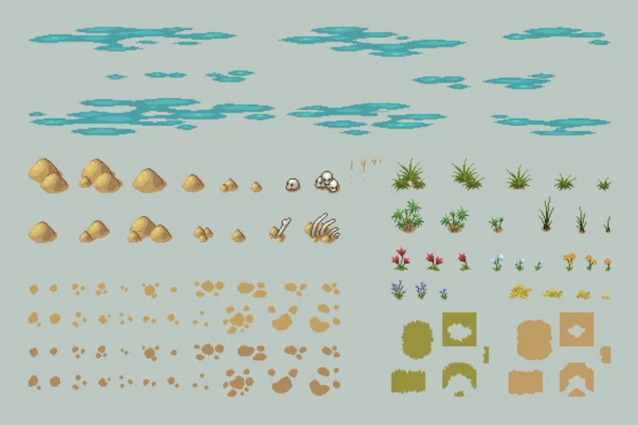 Desert Tileset Top Down Pixel Art