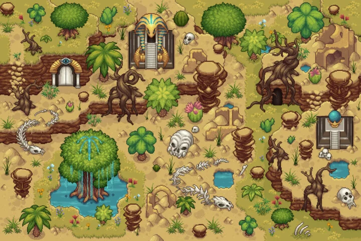Desert Tileset Top Down Pixel Art