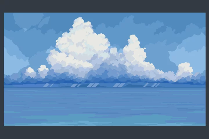 Ocean and Clouds Free Pixel Art Backgrounds