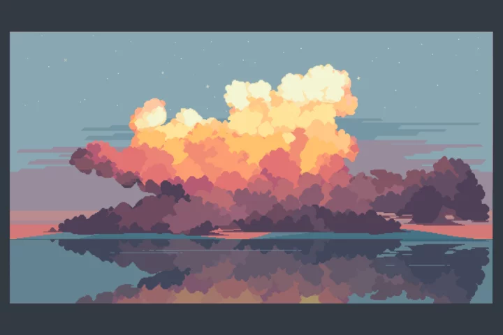 Ocean and Clouds Free Pixel Art Backgrounds