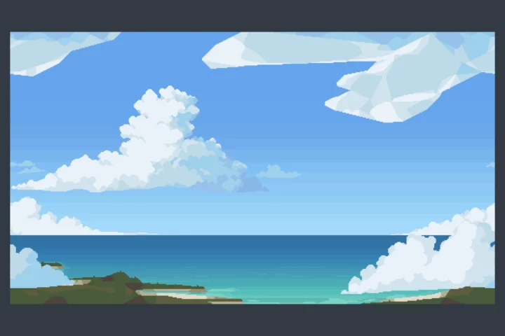Ocean and Clouds Free Pixel Art Backgrounds