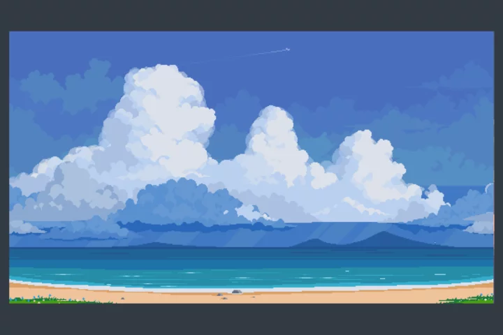 Ocean and Clouds Free Pixel Art Backgrounds