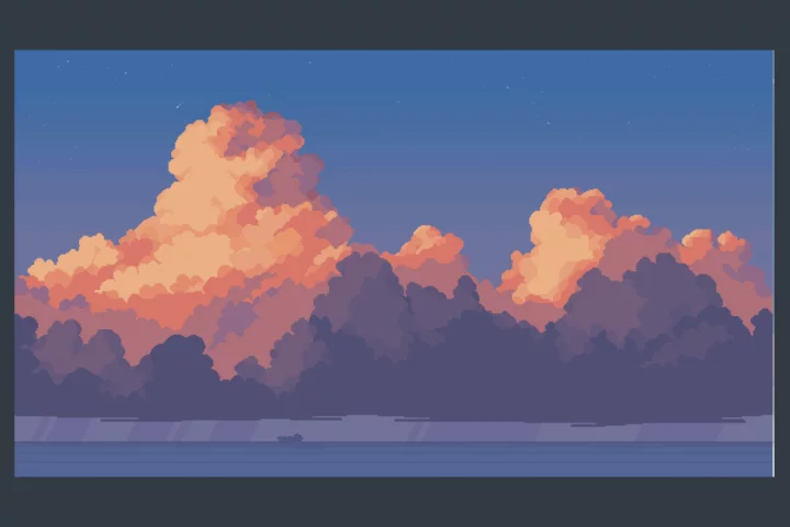 Ocean and Clouds Free Pixel Art Backgrounds