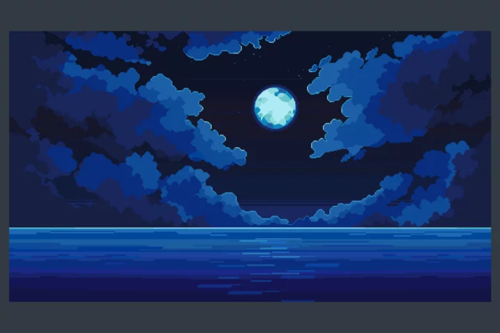 Ocean and Clouds Free Pixel Art Backgrounds