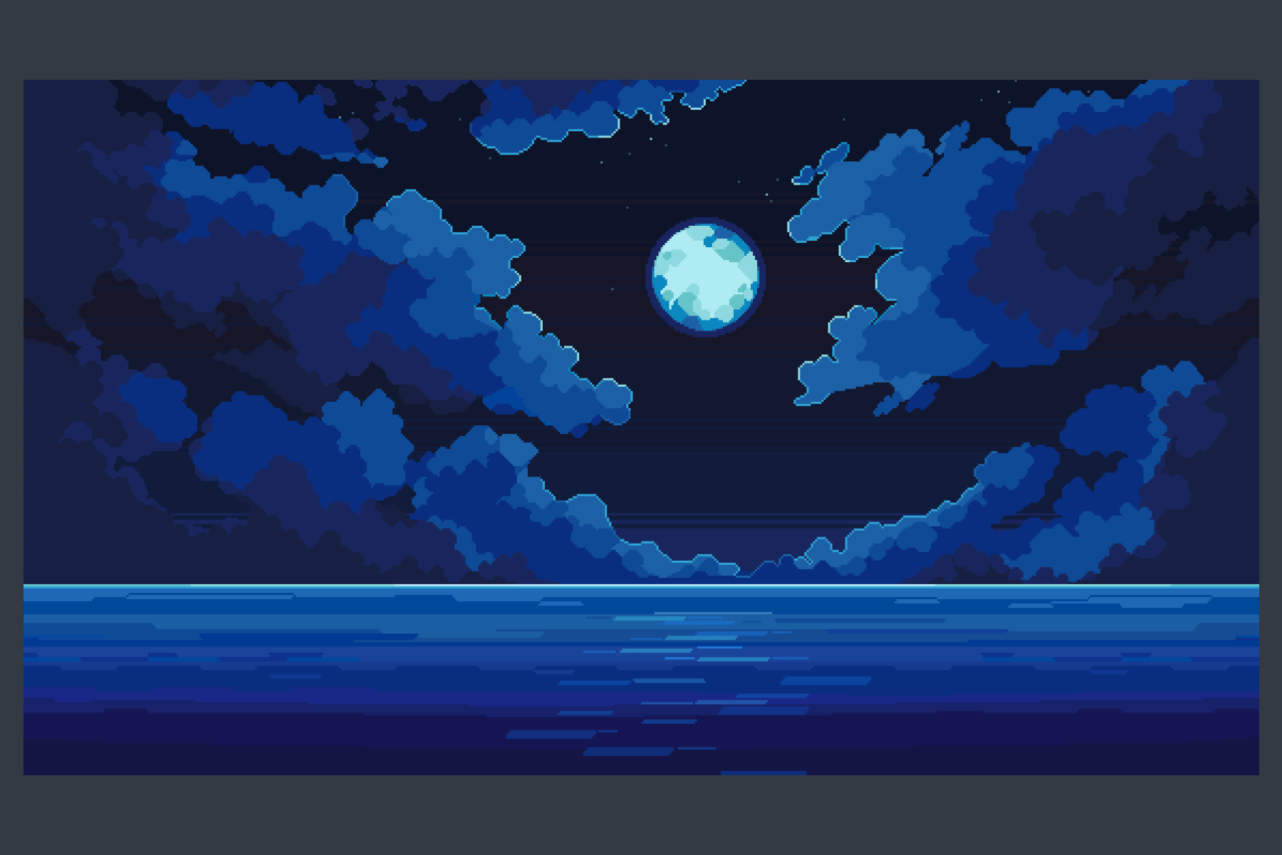 Ocean and Clouds Free Pixel Art Backgrounds - CraftPix.net