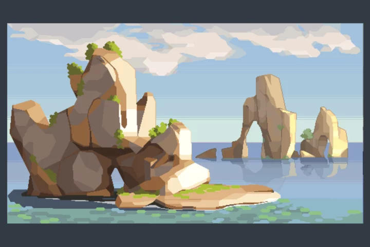 Ocean and Clouds Free Pixel Art Backgrounds
