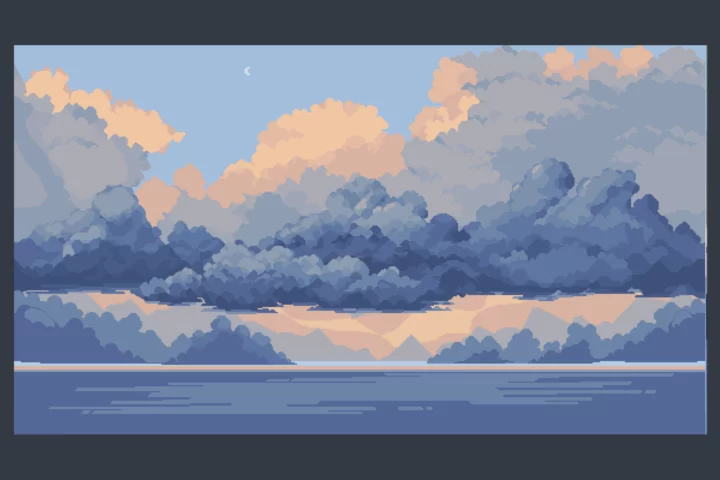 Ocean and Clouds Free Pixel Art Backgrounds