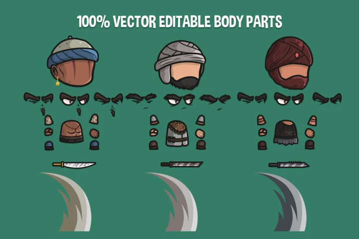 Persian and Arab Warriors Chibi Character Pack