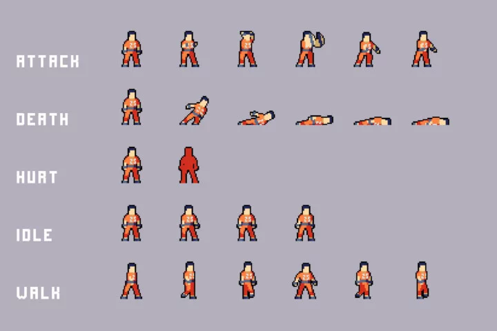 Prisoner Character Sprites Pixel Art