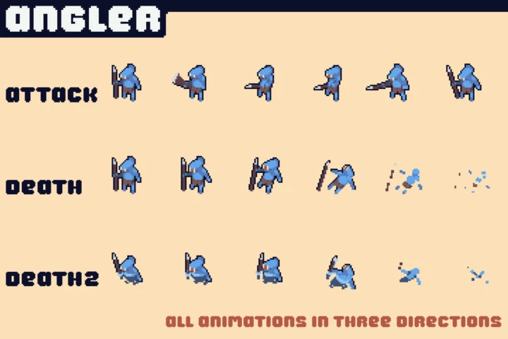 River Enemies Pixel Art for Tower Defense