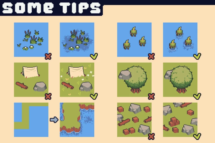 River Tileset Pixel Art for Tower Defense