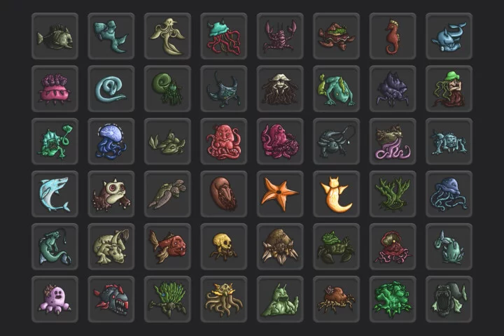 Sea Monster Game Icon Set