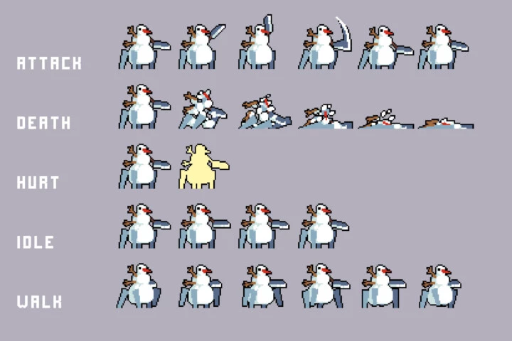 Snow City Enemies Pixel Art Sprite Pack