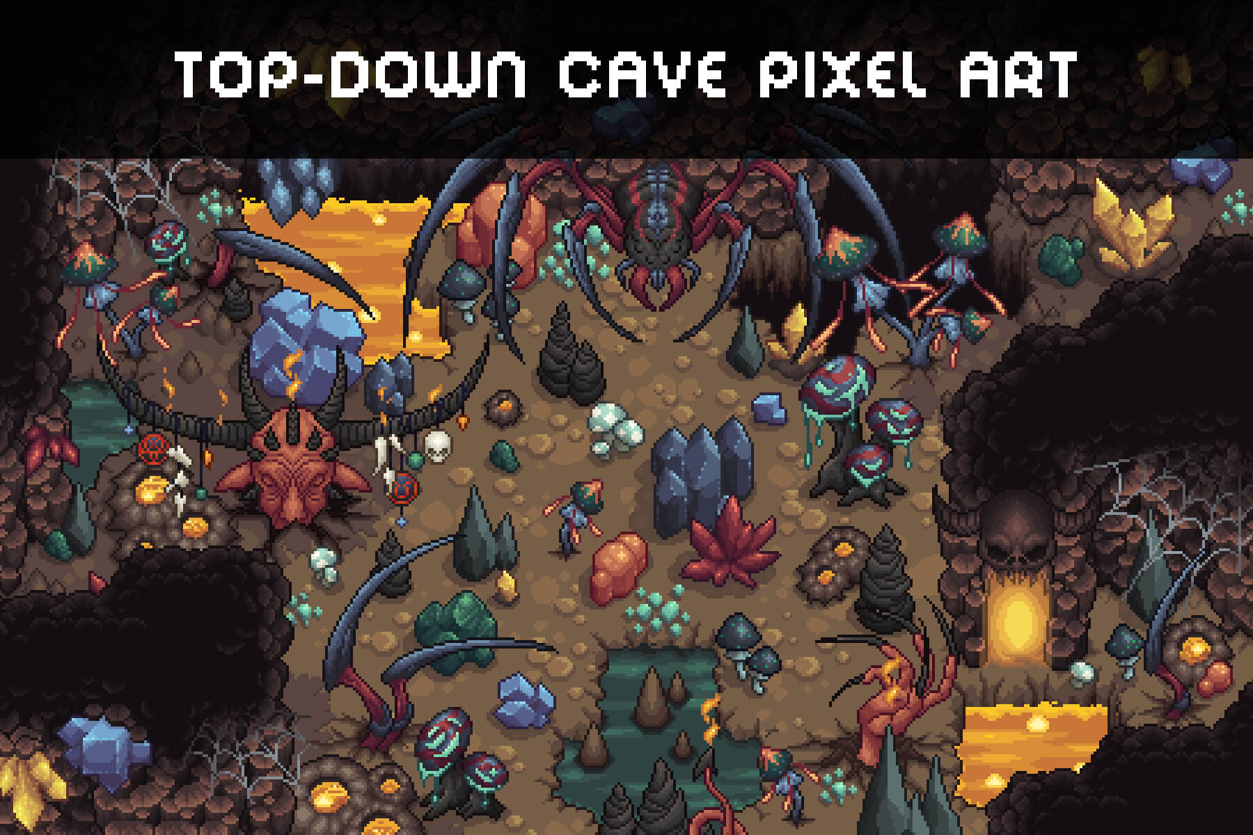 Cave Tileset Top Down Pixel Art Pack Craftpix Net