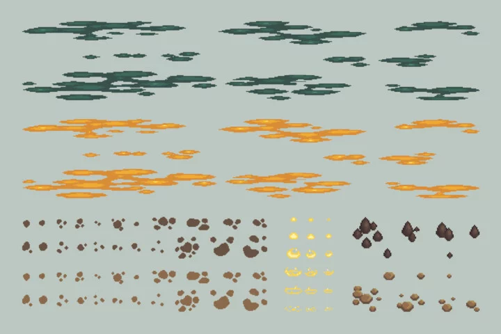 Cave Tileset Top Down Pixel Art