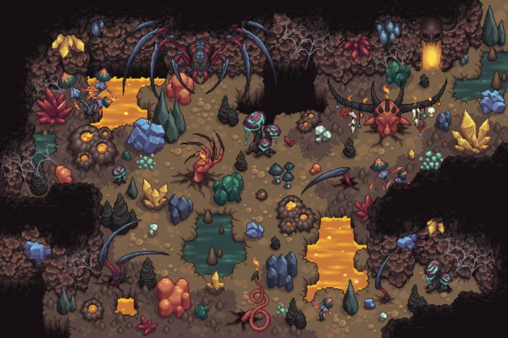 Cave Tileset Top Down Pixel Art