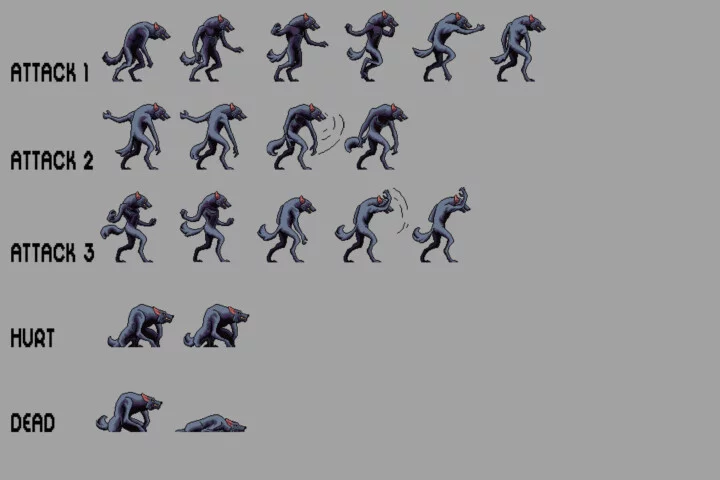 Free Werewolf Sprite Sheets Pixel Art