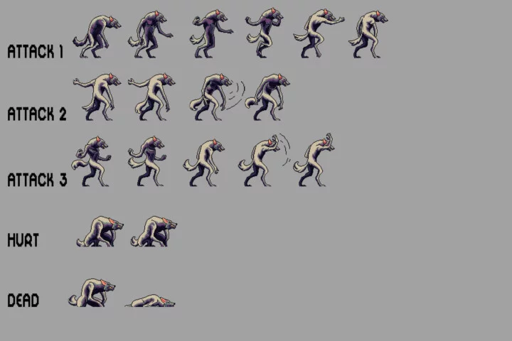 Free Werewolf Sprite Sheets Pixel Art
