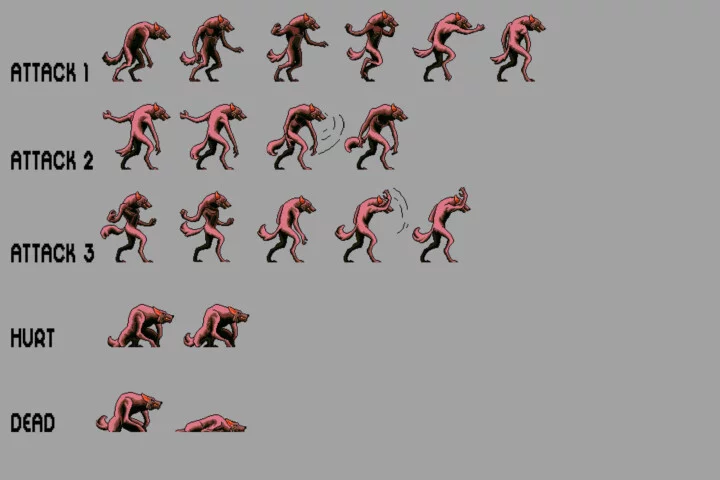Free Werewolf Sprite Sheets Pixel Art