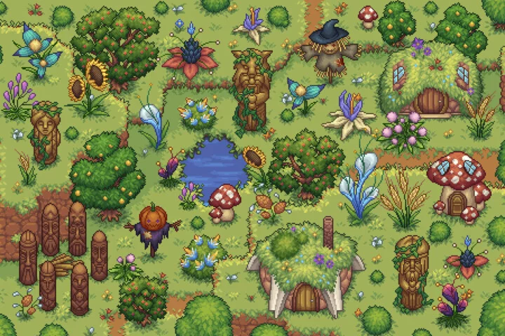 Glade Objects Top Down Pixel Art
