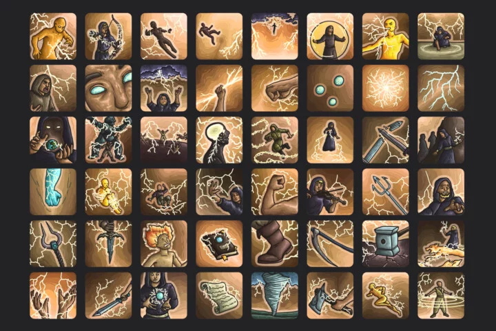 Lightning Mage Skills Icon Pack