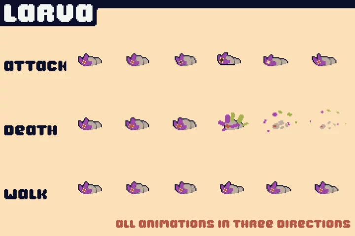 Swamp Enemies Top-Down Pixel Art