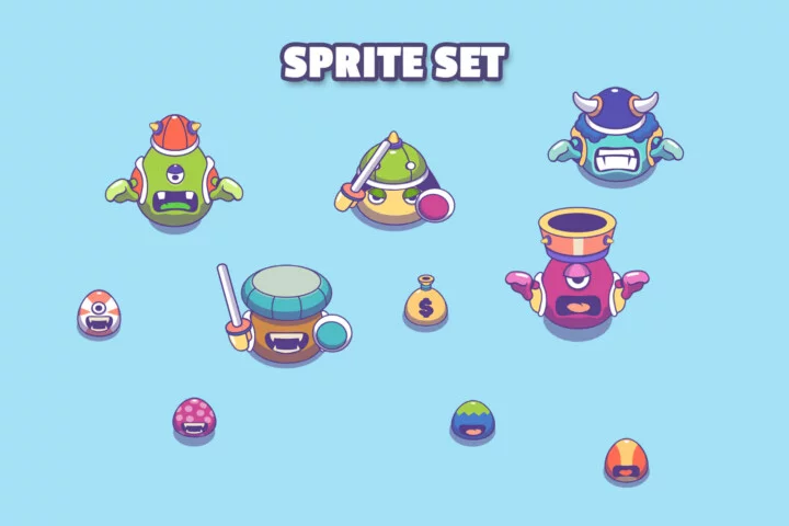 Top Down Monsters Asset Pack for Merge Shooter