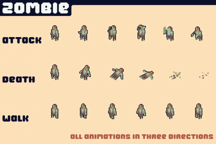 Undead Enemies Pixel Art for Tower Defense