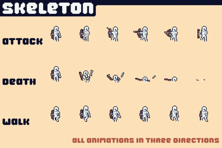 Undead Enemies Pixel Art for Tower Defense