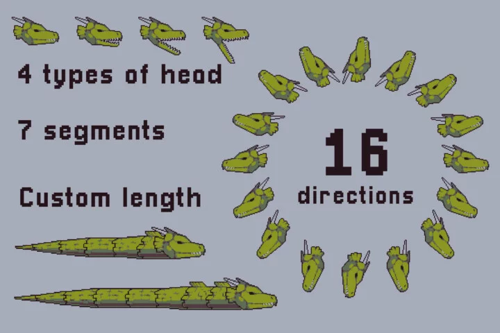 Underwater Main Enemies Pixel Sprite Pack