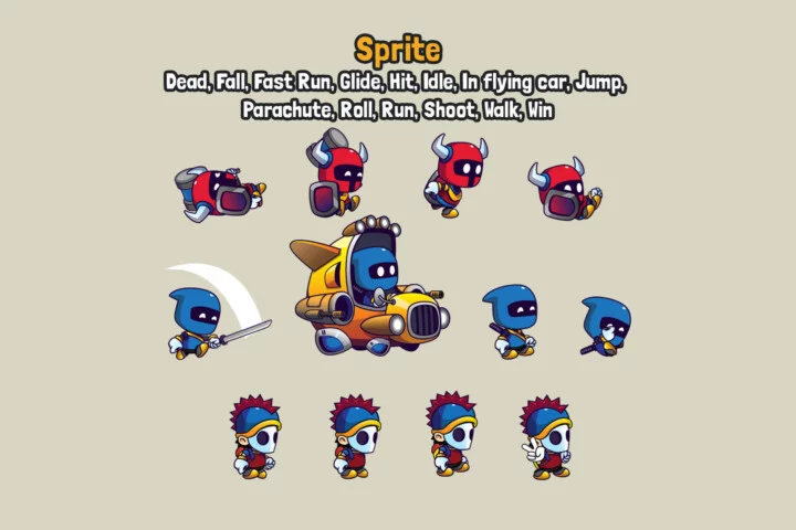 3 Characters Pack for 2D Platformer Game