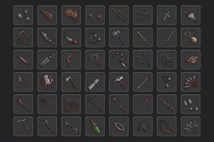 48 Weapon Loot RPG Icon Pack