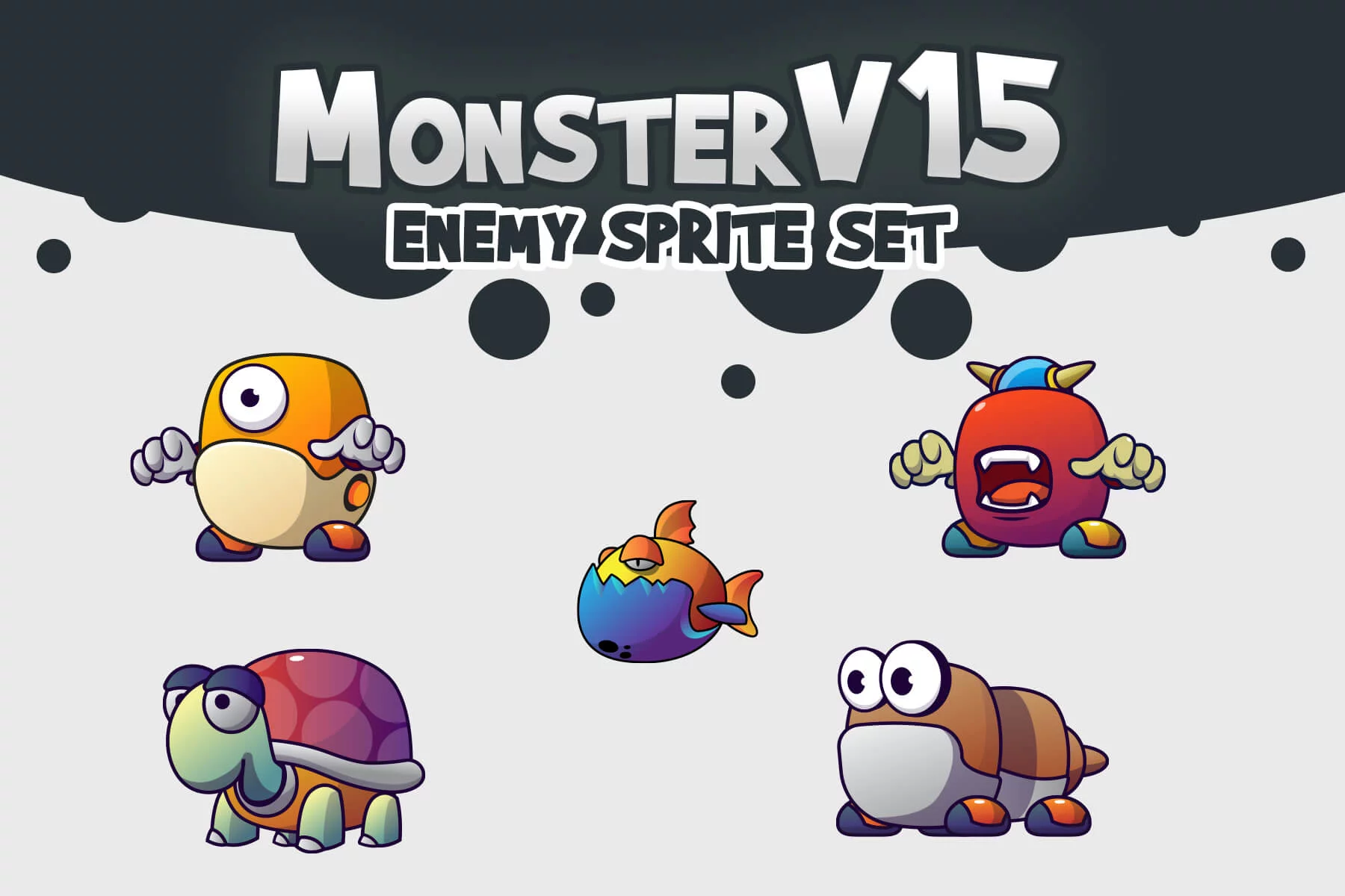 Cute characters, monsters, and game assets
