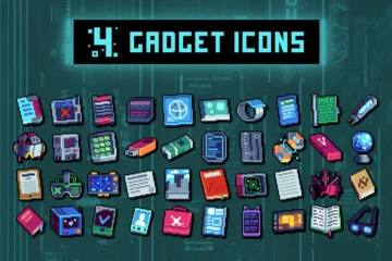 Cyberpunk Gadgets Pixel Art 32×32 Icon Pack