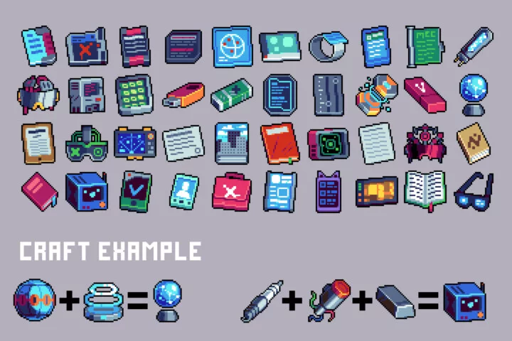 Cyberpunk Gadgets Pixel Art 32×32 Icon Pack