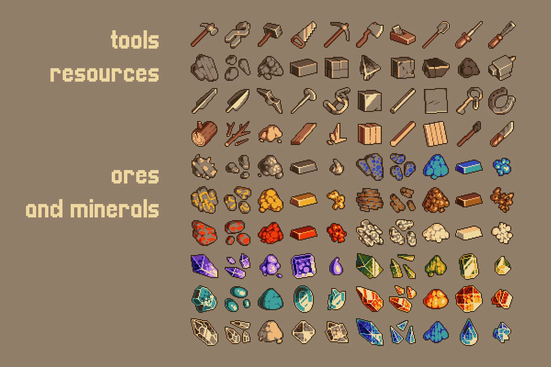 Resource RPG Icons 32x32 Pixel Art 