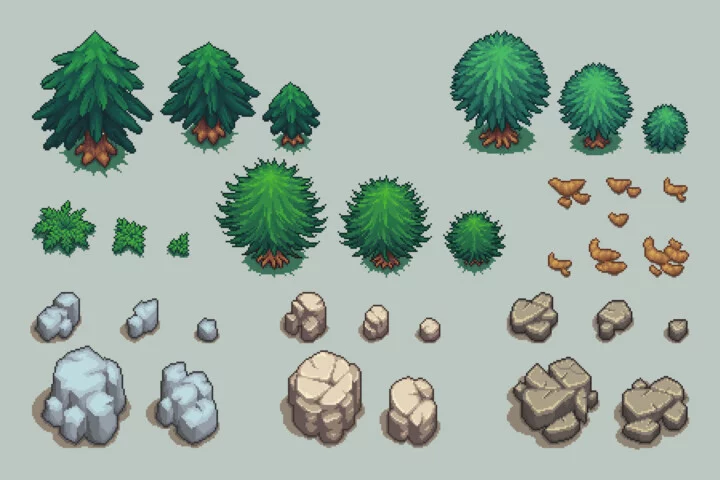 Rocky Top-Down Tileset Pixel Art for RPG