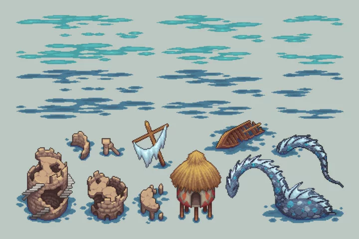 Rocky Top-Down Tileset Pixel Art for RPG