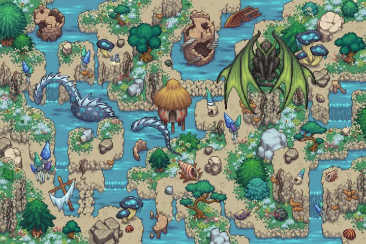 Rocky Top-Down Tileset Pixel Art for RPG