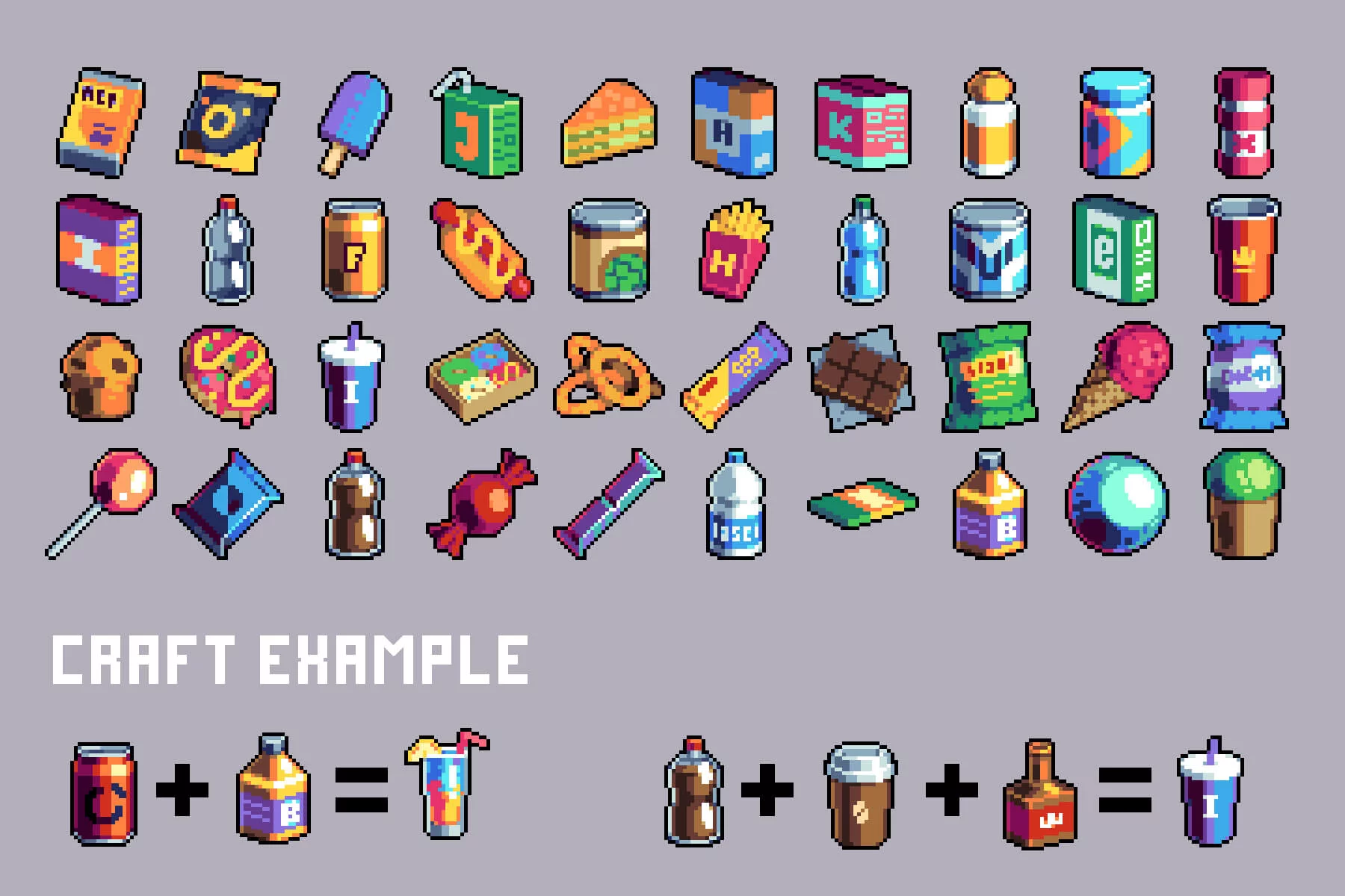 Street Food for Cyberpunk Pixel Art 32x32 Icons 