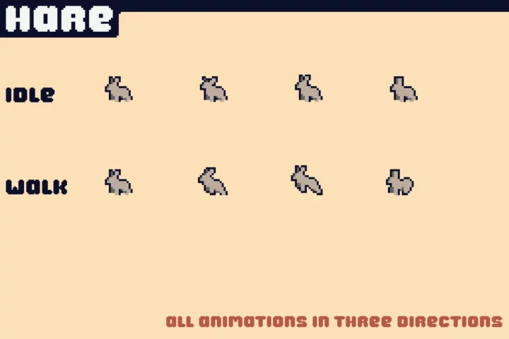 Top-Down Wild Animals Pixel Art Sprite Pack