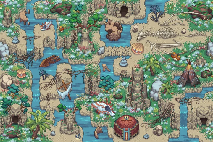 Free Rocky Area Objects Pixel Art