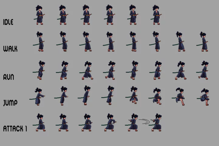 Free Shinobi Sprites Pixel Art