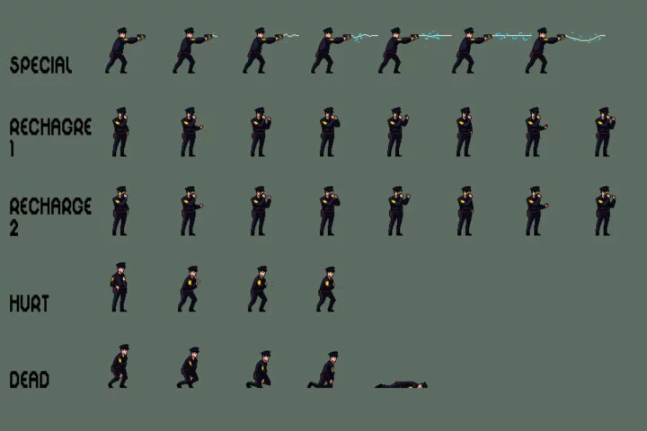 Police Character Sprites Pixel Art